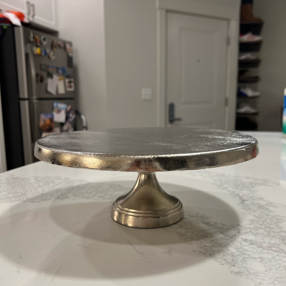 Pottery Barn Metallic Silver Pedestal Cake Stand - Picture 3 of 6